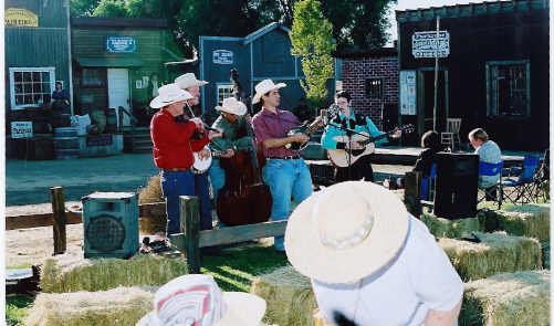 The Columbia Cut-Ups â€” one of two live music acts â€” perform at the Ninth Annual Rossi Farms Barn Bash